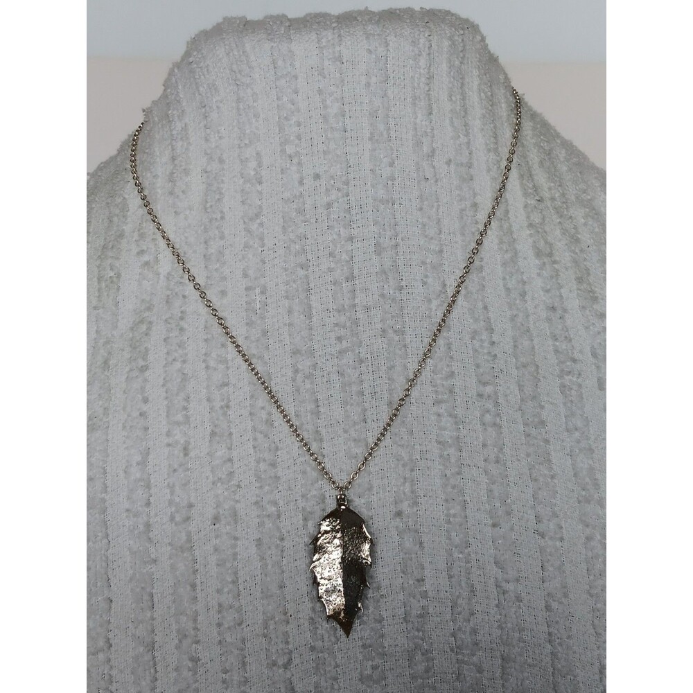 Vintage 925 Sterling Silver Real Holly Leaf Dipped Pendant Necklace 20 in/4.88g - Picture 8 of 9
